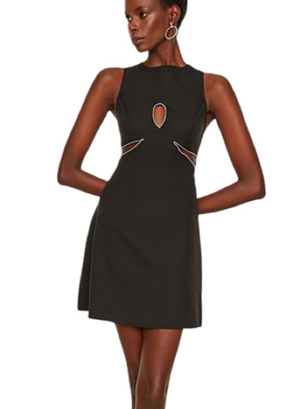 🖤💎 Trendyol Black Dress with rhinestone embellishments cutout glam bling